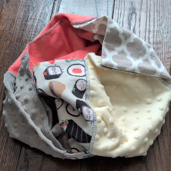 Handmade Sushi Flannel and Minky Fabric Infinity Cowl Ring Scarf - Picture 2 of 8